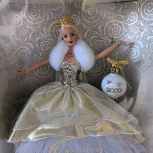 Vintage 2000's Barbie Gold and White Holiday Celebration Doll